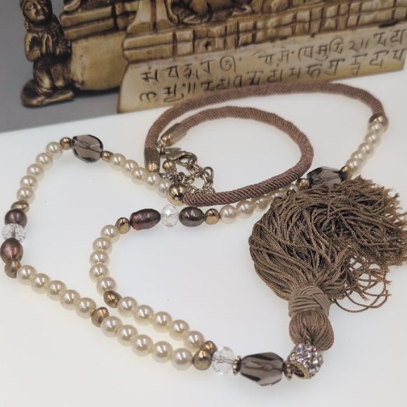 Chico's Gold and Brown Beaded Necklace - Picture 4 of 4